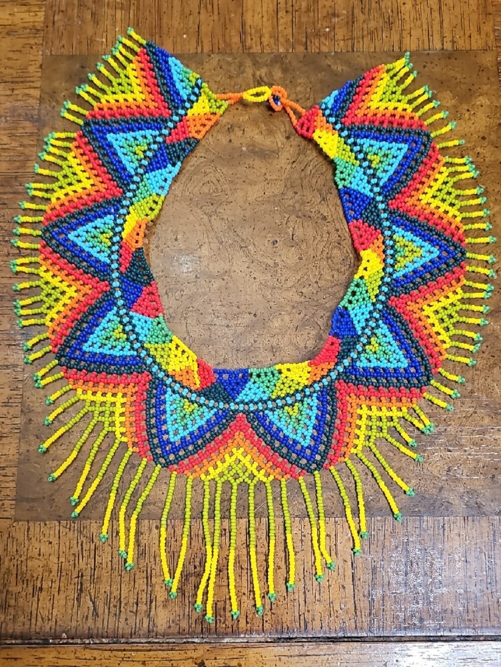 HUOCHOHandmade Multicolor Beaded Fringe Statement Necklace - Picture 7 of 8